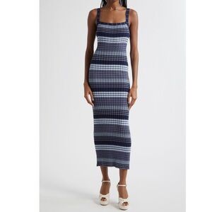 Ramy Brook Navy and White Striped Maxi Dress